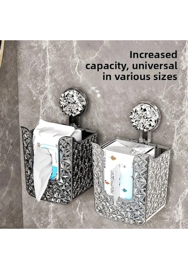 Konesam Duvar Takılı Islak Mendil Kutusu - Delme Yok Şişme Montaj - Banyo İçin Konforlu Erişim - Şeffaf Tasarım Diğer