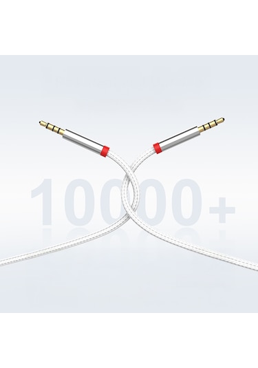 Ekılıf - Aux Audio Kablo 3.5mm 3m Au-708 Örgü Tasarımlı Aux Audio Kablo 3.5mm 3m - Beyaz - T37801 Beyaz