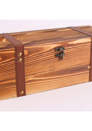 Perlotus Ahşap Retro Derili Sandık Şarap Zeytinyağı Kutusu