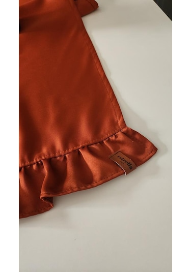 Cemre Saten 2-kenar Fırfırlı Vintage Runner Örtü Kiremit 40x110