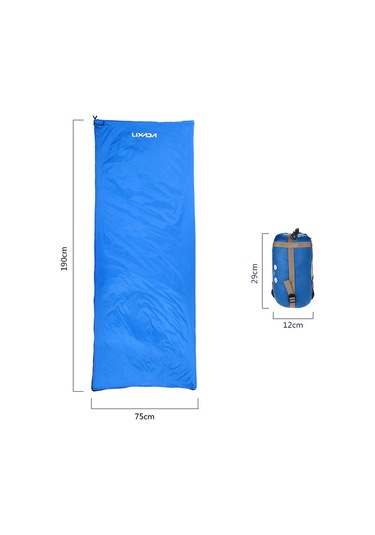 Lixada 190 75cm Açık Zarf Uyku Tulumu Kamp Seyahat Mavi