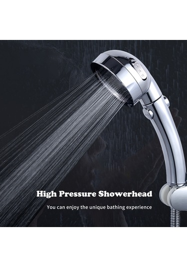 Xindoker Chrome Kapaklı El Tipi Duş Başlığı - Tek Tuşla Suyı Durdur, 3 Fonsiyonlu Yağmur, Sprey, Karışık , Ayrıntı Temizliği İçin Ayırılabilir, Evrensel 4 Parça Bağlantı Diğer