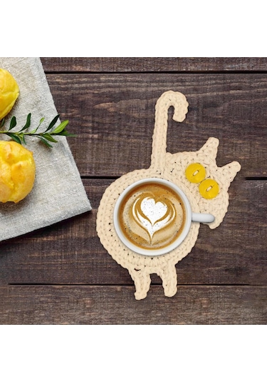 Suntek Magideal Sevimli Kahve Ve Çay İçeceği Coaster İçecek Beyaz