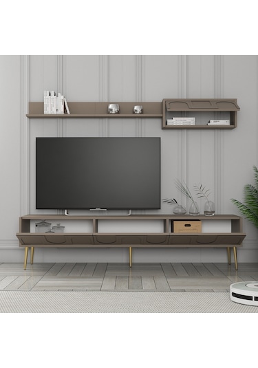 Variant Lyon Duvar Raflı Tv Ünitesi - Atlas / Altın