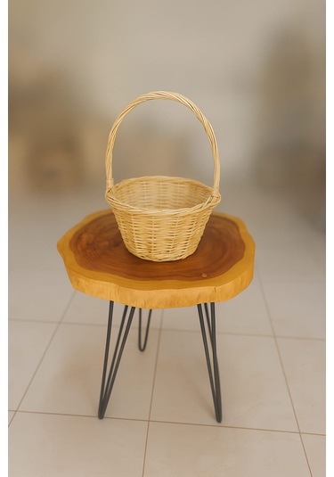 Doğal El Yapımı Hasır Sepet Dekoratif, Çok Amaçlı, Boho Tarz Bej - Sarı