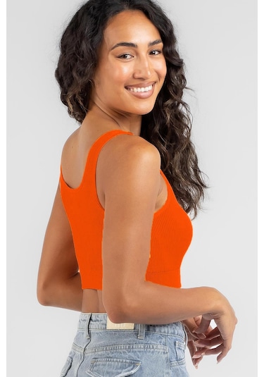 Madmext Turuncu Askılı Basic Crop Top Bluz Mg1757-turuncu Turuncu