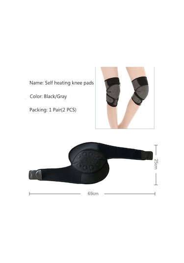 Wezone 2'li Paket Kendinden Isıtmalı Manyetik Dizlik - Kan Dolaşımını Artırır Ve Ağrıları Azaltır Siyah