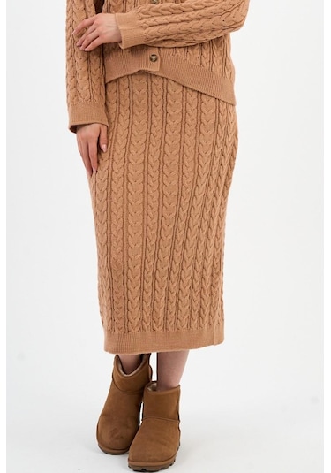 Alexander Gardi Saç Örgülü Midi Boy Kadın Etek A92432-s-alt CAMEL Camel