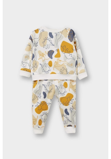 Defacto Erkek Bebek 2li Takım Dinozor Baskılı Sweatshirt Eşofman Altı F0216a525auer42 Ekru