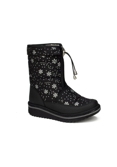 Ayakkabımood Le Petit Siyah Kar Desenli Taşlı İçi Kürklü Kız Çocu Siyah