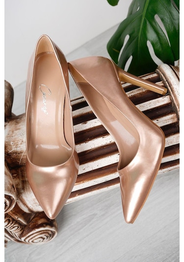 Stiletto Büyük Numara Bayan Ayakkabısı Bronz