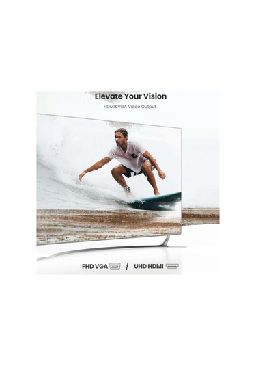 Ugreen Type-C to USB 3.0 HDMI VGA RJ45 TF SD 3.5MM Aux PD Dönüştürücü Adaptör