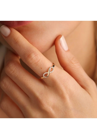 Sonsuzluk Altın Yüzük T12550 Renkli