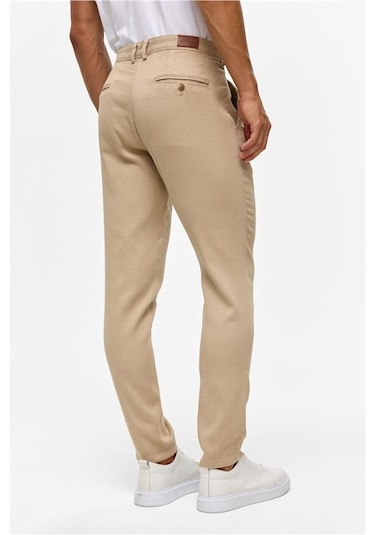 Süvari Bej Slim Armürlü Pantolon Bej