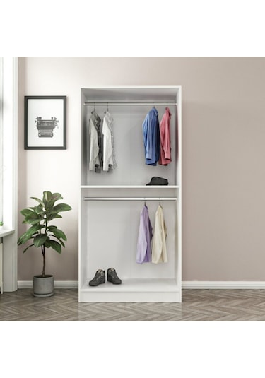 Tdesıgno Hira Giyinme Dolabı - Çok Amaçlı Dolap - Gardırop 80 Cm Beyaz