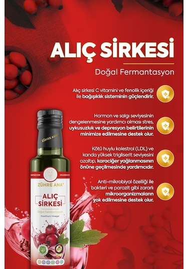 Zühre Ana Alıç Sirkesi Doğal Fermantasyon Hawthorn Vinegar 500 ML