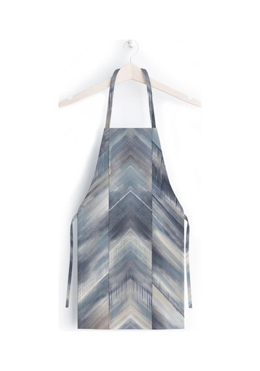 Mavi Geometrik Desen Mutfak Önlüğü Keten Kumaş, Uluslararası Yıkama Ve Solmama Sertifikası Çok Renkli