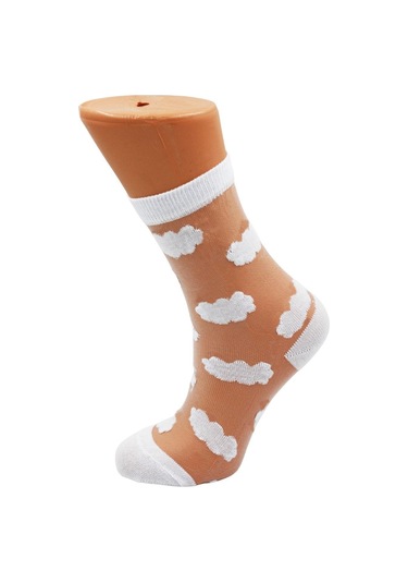 Kadın Desenli Tül Çorap Beyaz