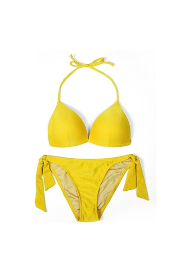 Endeep Beria Kadın Üçgen Yarım Dolgulu Hardal Bikini Takımı Çok Renkli