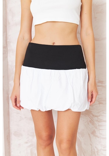 Darlin Moda Kadın Beyaz Mini Balon Etek Dm2038 Beyaz