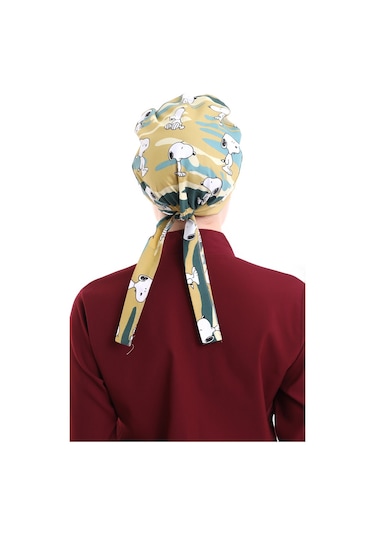 Snopy Desenli Tesettür Cerrahi Bone​​​​​​​ - Tesettür Doktor Hemş-3910 Snopy-Standart
