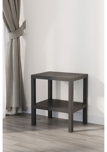 2 Katlı Dikey Raf, Plastik Sehpa, Çiçeklik, Saksılık, Banyo Mutfak Rafı, Siyah Siyah