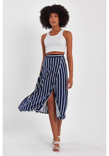 Alexander Gardı Çizgili Desenli Peştamal Uzun Etek B23-0023 001