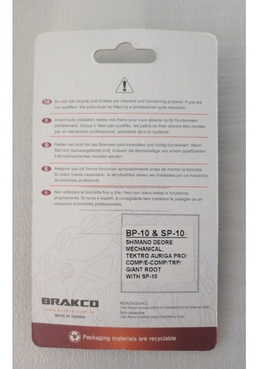 Bisiklet Disk Fren Balatası Kare Brakco