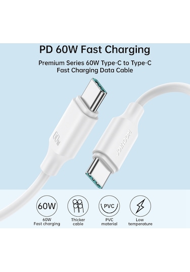 Joyroom S-cc060a9 1m Premium Serisi Tip-c Tip-c Veri Kablosu Pd 60w Hızlı Şarj Kablosu-