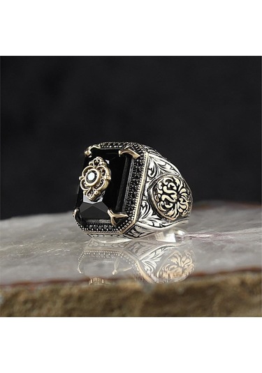 Siyah Zirkon Taşlı Gümüş Yüzük