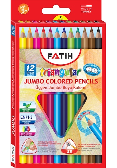 Fatih Üçgen Jumbo Boya Kalemi 12 Renk