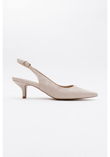 Value Bej Desenli Kadın Topuklu Ayakkabı Bej Yılan Bej