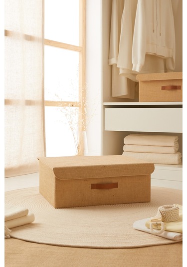 Ocean Home Textile Jüt Kapaklı Kutu 48 x 40 x 19 cm