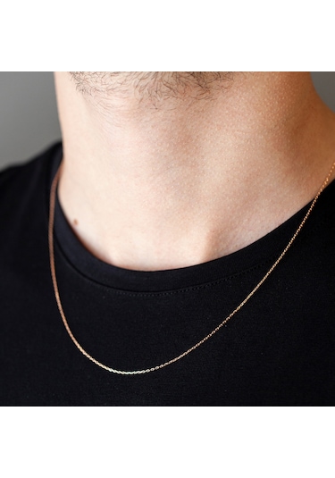 14 Ayar Altın 55 Cm Roz Erkek Zincir Kolye N11.417