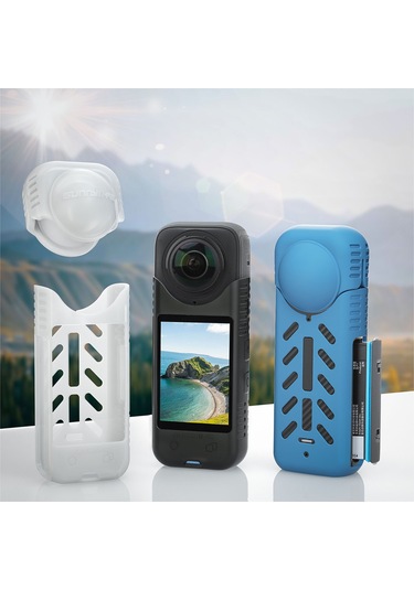 Youmex Insta360 X4 İçin Mavi Silikon Korumalı Kılıf - Lens + Gövde Seti, Anti-düşük, Kaymaz Doku, Kolay Kurulum X4-bht818