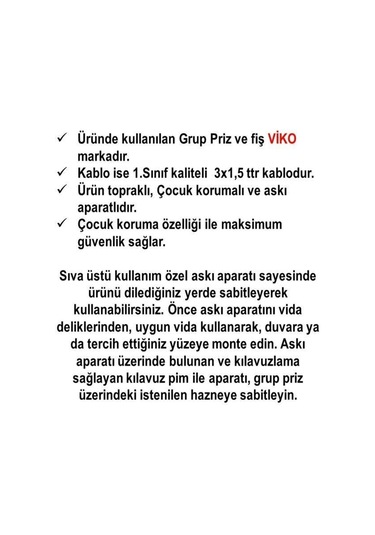 Ekonomik 3'lü Topraklı Çocuk Korumalı Grup Priz 15 Metre Düz Fiş 15 M
