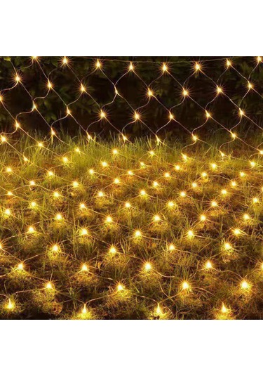 Skycity Dış Mekan Güneş Enerjili Ağı Şekilli 96 Led Noel Dekorasyon Lambası 1.5x1.5m Sıcak Beyaz Avrupa Standartı Uç Takılı Sarı