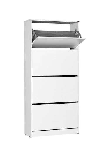 Flat Duo 4 Katlı Geniş Ayakkabılık Dolabı - Beyaz