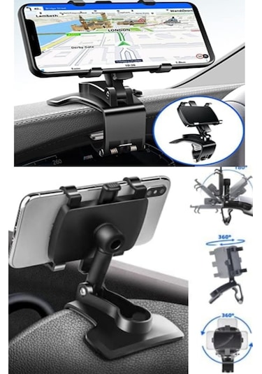 Araba Gösterge Üstüne Takılan Telefon Tutucu Torpido Dikiz Aynası Ve Güneşlik İçin Telefon Standı