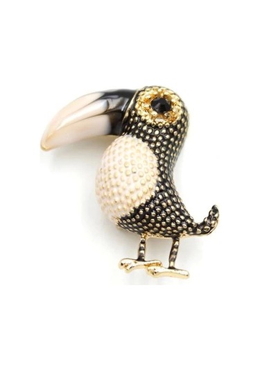 Tukan Kuşu Broş - Siyah Çok Renkli