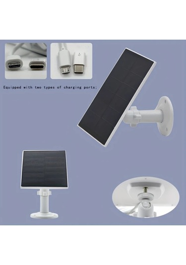 Xuweiwei Beyaz 3m Type C Kablolu 4w Dönebilen Taşınabilir Güneş Panel Şarj Cihazı Açık Hava Kameraları İçin Montaj Braketi Ve Vidalar Dahil