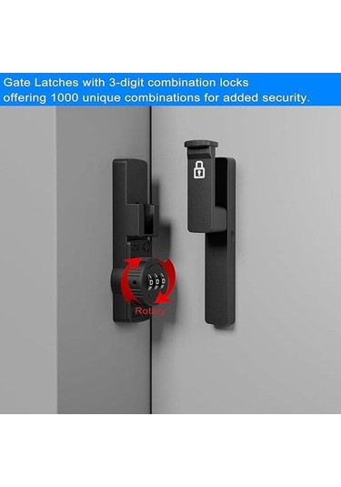 Pazly Anahtarsız Çinko Alaşım Dolabı Kilidi - Güvenli Depolama Kapıları İçin Kolay Kurulum Kilitli Kapı Kilidi Black, Flat