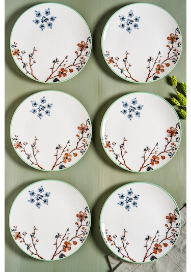 Sakura 6 Parça Porselen Pasta Seti 19 Cm