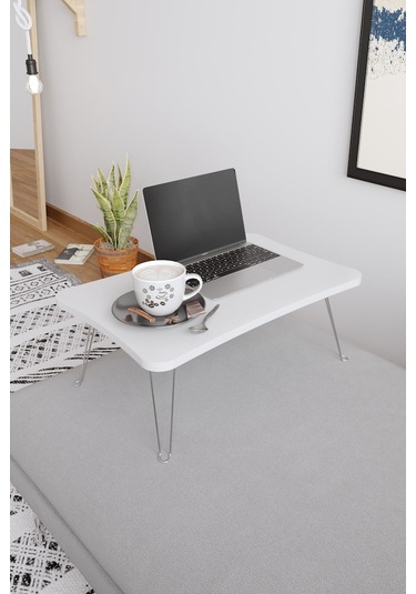 Taşınabilir Katlanır Yatak Koltuk Üstü Hasta Servis Bilgisayar Çalışma Sehpası Beyaz