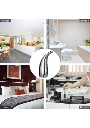 Dancemonkey 300ml Kızılötesi Otomatik Dokunmasız Sabun Dispanseri - Banyo & Mutfak İçin El Sabunu Losyon, Gümüş Renk Gümüş