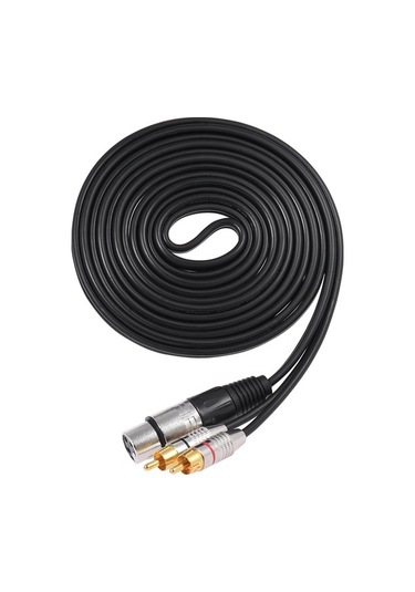 Fortunelane Ofc Tel İle Net Ses, Siyah 3 Metre Xlr 2rca Stereo Ses Kablosu