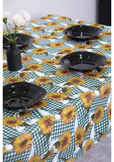 Sufre Sıvı Geçirmez Masa Örtüsü Sofra Bezi Sofra Örtüsü Piknik Örtüsü Ayçiçeği Yeşil