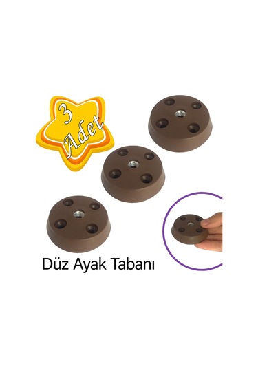 3 Adet Düz Ayak Tabanı Kahverengi Mobilya Masa Sehpa Ayağı Bağlantı Aparatı Plastik