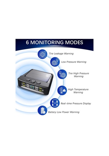 Boatshop1 Ynf Güneş Enerjili Tpms Siyah 4 Harici Sensör Lastik Basınç Sıcaklık İzleme Kolay Kurulum Titreşim Algılama Sezgisel Ekran