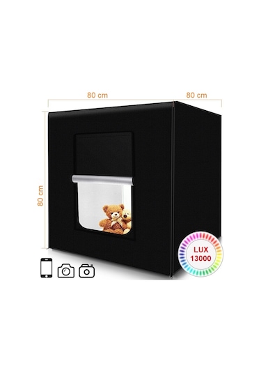 Triline 80 x 80 CM Profesyonel Stüdyo Led Işıklı Ürün Fotoğraf Çekim Çadırı